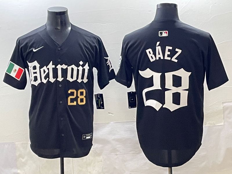 Men 2025 Detroit Tigers #28 Baez Black Five generations Joint Name Nike MLB Jersey style 2->detroit tigers->MLB Jersey